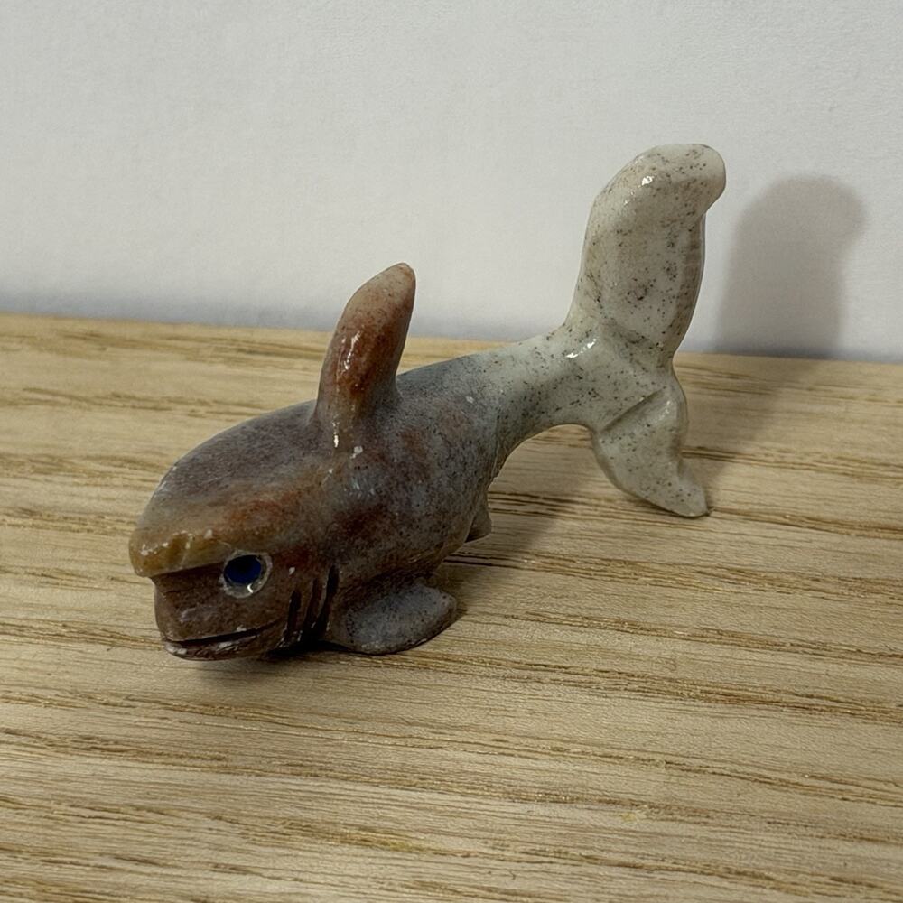 Miniature Animals StoneCarved Soapstone Figurine Shark Stingray Dogs Whale - Picture 6 of 6
